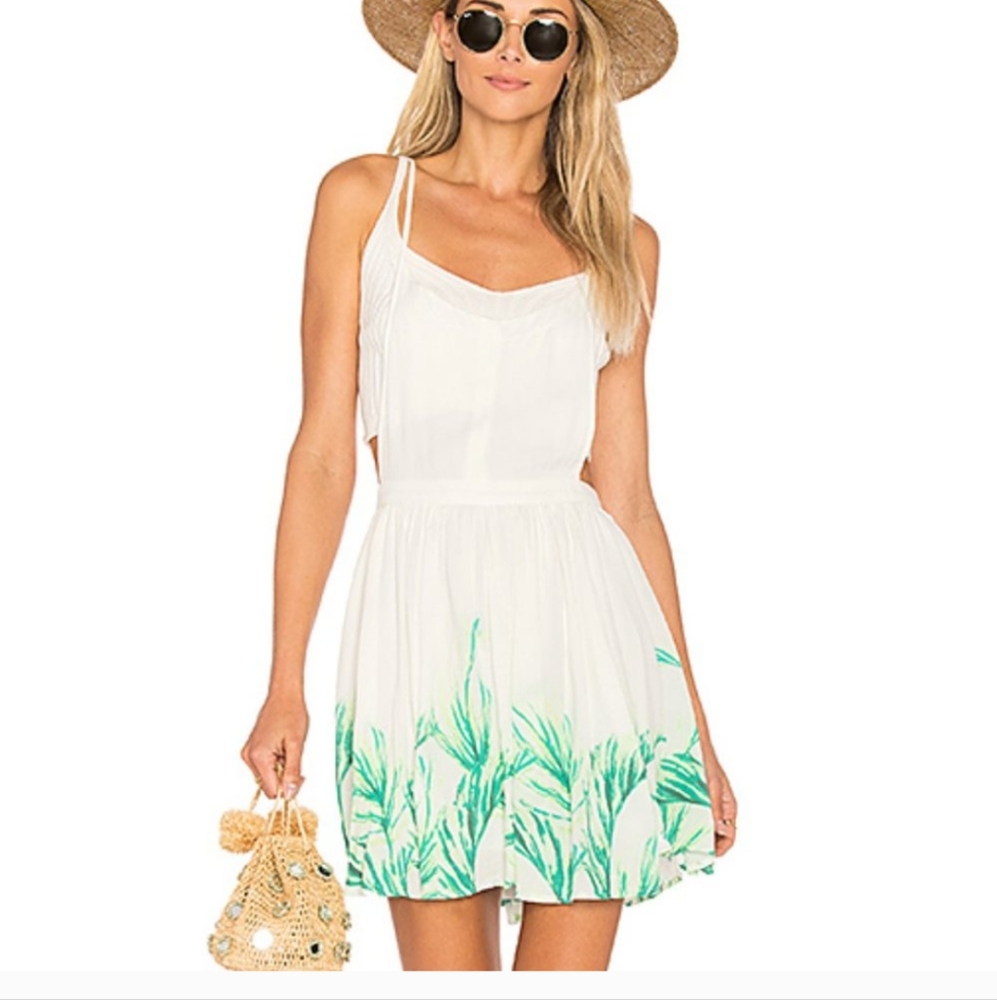 Free People White & Green Tropical Oasis Dress